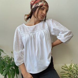 J. Crew NWT Eyelet Sleeve Shirt